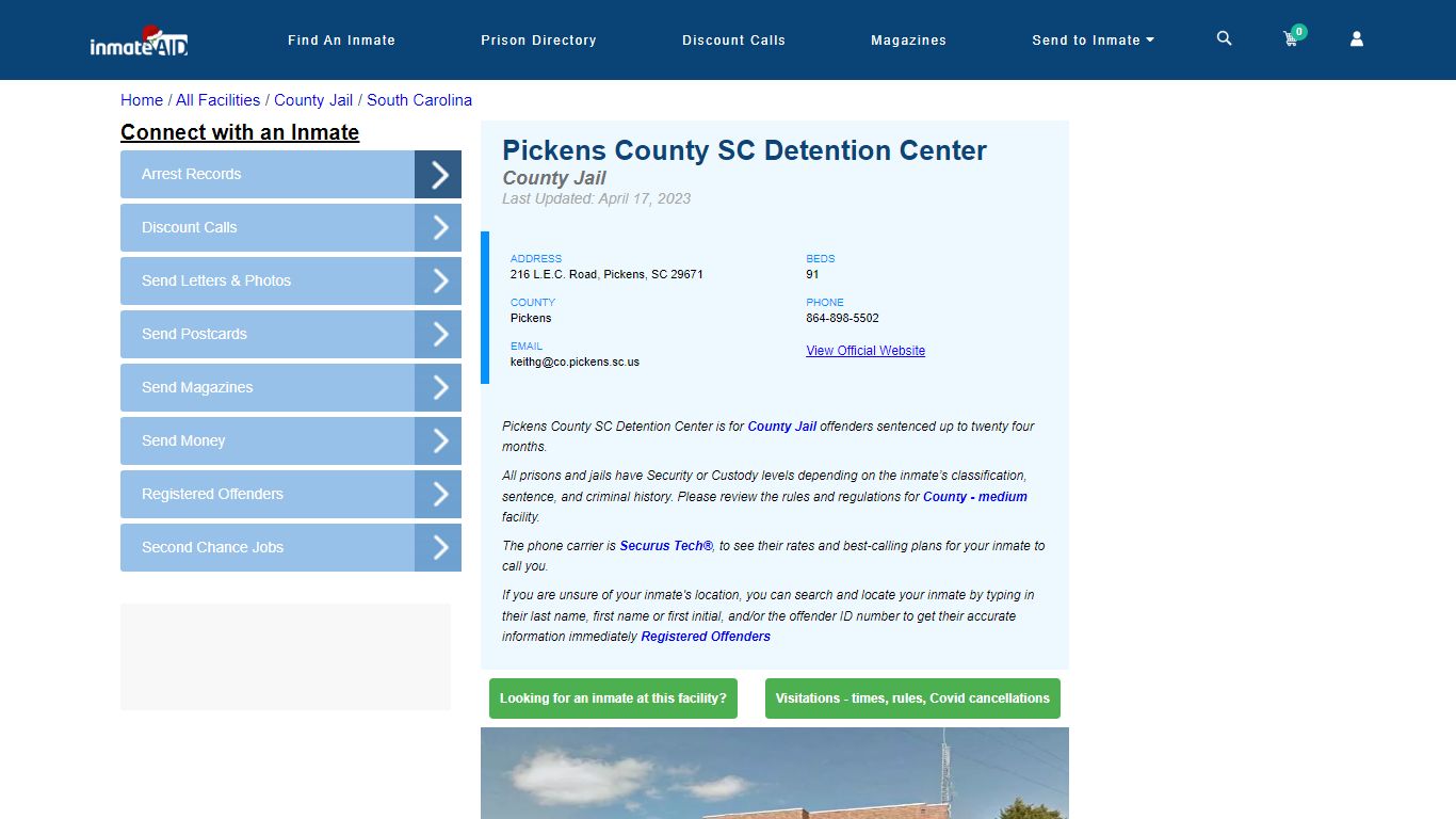 Pickens County SC Detention Center - Inmate Locator - Pickens, SC